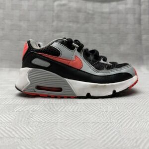 Nike Air Max 90 LTR Shoes Toddler Size 10C‎ Black Gray Red Sneakers CD6868-009